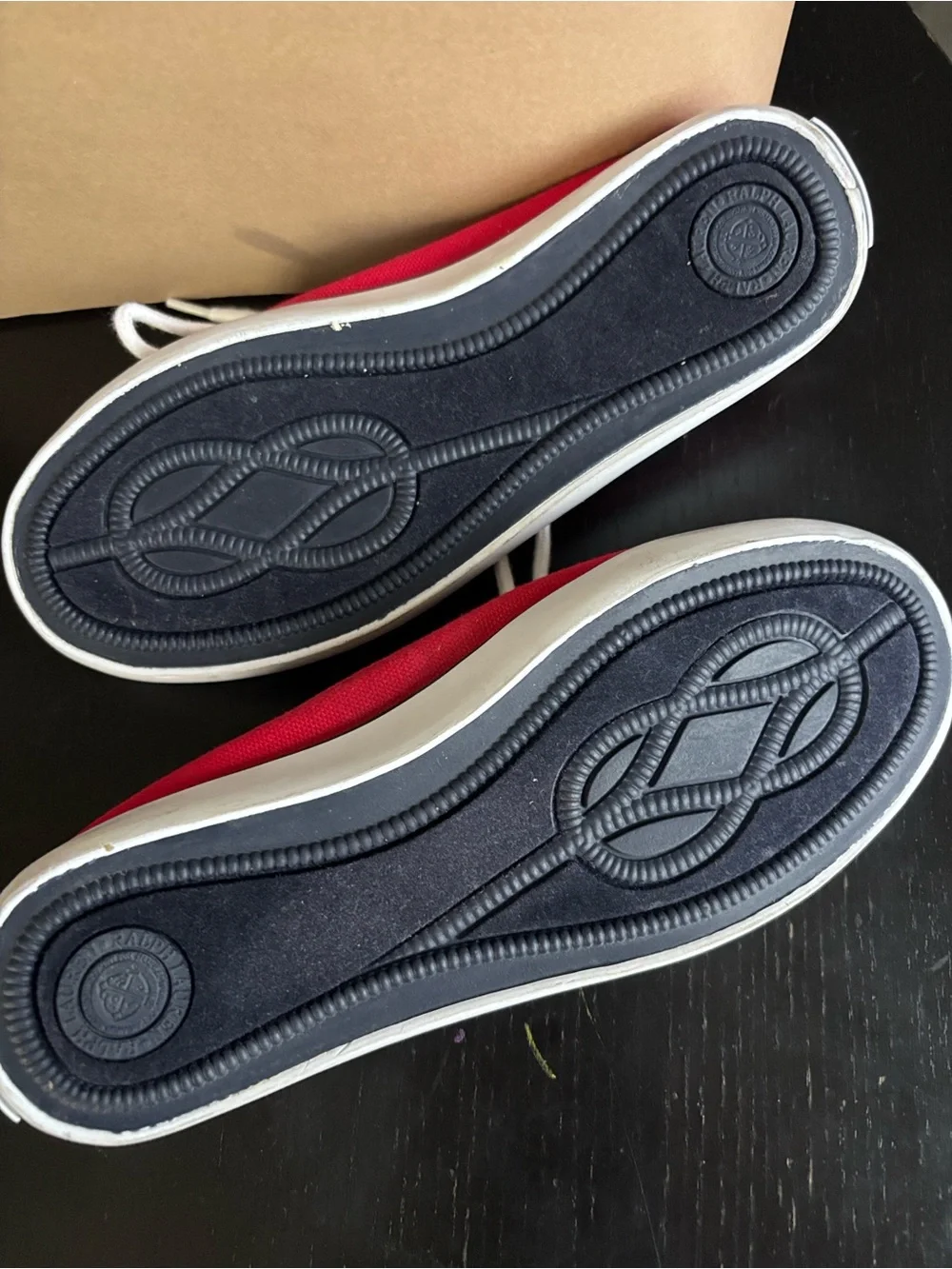 Polo by Ralph Lauren Kids Red Canvas Moccasins with White Laces